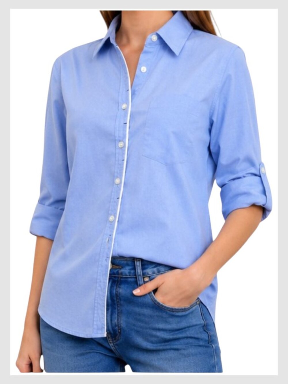 Banana Republic Button-Up Shirt Sky Blue Classic Fit Size S